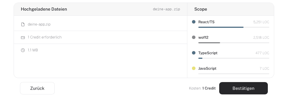 vu7 Scan erstellen – Schritt 2: Scope und Credits